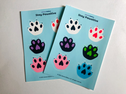 Stay Pawsitive Cat Paw Sticker Sheet - Cute Cat Paw Stickers